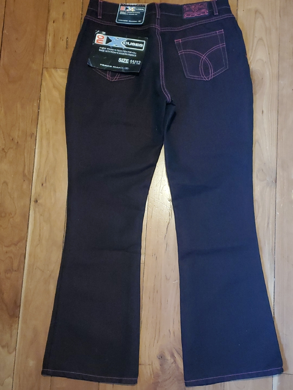 No Excuses Black/Pink Stiching Flare Jeans - Classic Everyday Style NwT